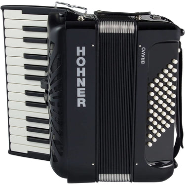 Acordeon Hohner Bravo Ii 26 Teclas 48 Bajos Negro C/funda, A16522